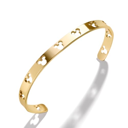 Mickey Mouse Disney Cutout Cuff Bracelet - Gold
