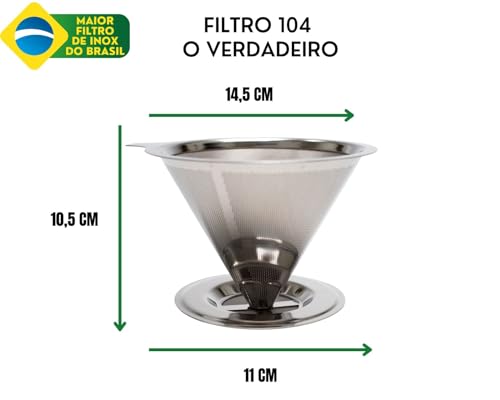 Filtro Coador De Café Aço Inox Sustentável Lavável Reutilizável Tamanho 104