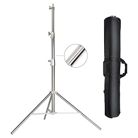 EACHSHOT 2.8m Heavy Duty Light Stand w/Carrying Bag, Stainless Steel with 1/4" to 3/8" Adapter for SL60W VL150W SL150W AD600BM MS300, Studio Softbox, Monolight, and Other Photographic Equipment Cover