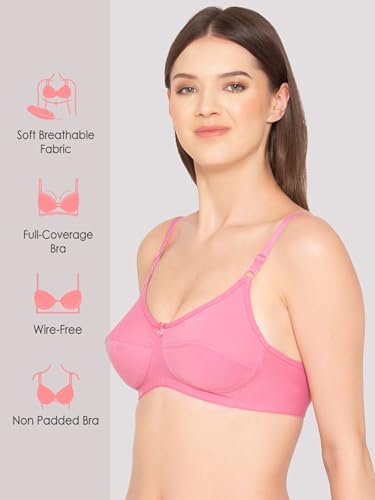 Image of Groversons Paris Beauty Women's Non-Padded Wire-Free Full Coverage Cotton Bra | Adjustable Straps | Hook & Eye Closure | Soft Everyday Bra