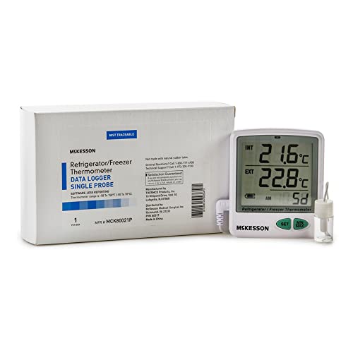 McKesson Refrigerator and Freezer Thermometer, Single-Probe - Waterproof Digital Display Max/Min Temperatures, 1 Count