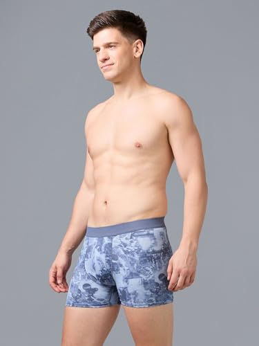 Image of TECHNOSPORT Men's Colorblock Trunks Underwear with ElastoLITE 4 Way Stretch Lightweight Breathable Moisture Wicking Soft Anti Odour Anti Microbial Comfort Fit Boxer Briefs Innerwear for Men