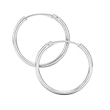 Aros plata mujer de 15, 20, 30 y 40mm - Pendientes aro hombre o mujer en plata de ley 925 que se envían en una cajita ideal para regalo - Aretes de 2mm de ancho (20mm)