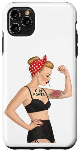 Punk Girl Power Feminist Retro Art Rosie Riveter Tattoo Sexy Carcasa para iPhone 11 Pro Max