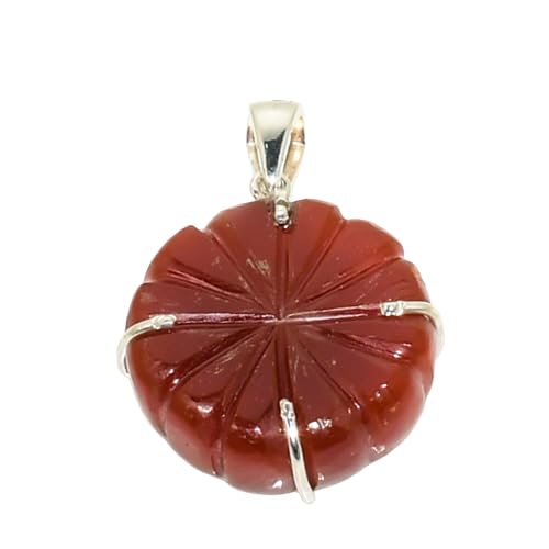 Pendentif cornaline ronde et argent 925 pour femme collier gemme orange