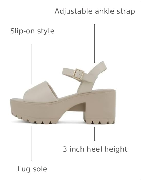 Image of Soda inchStacie inch ~ Women Open Toe Lug Sole Mid Block Heeled Sandals with Adjustable Ankle Strap