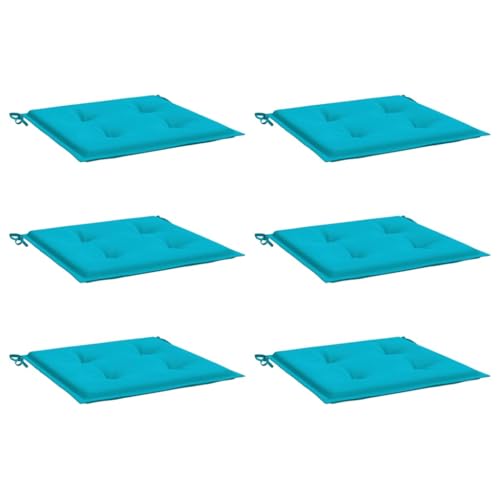 vidaXL Lot de 6 Coussins de Chaise de Jardin, Galettes de Siège Antidérapantes, Décoration Terrasse Patio Extérieur, Turquoise 40x40x4cm Tissu