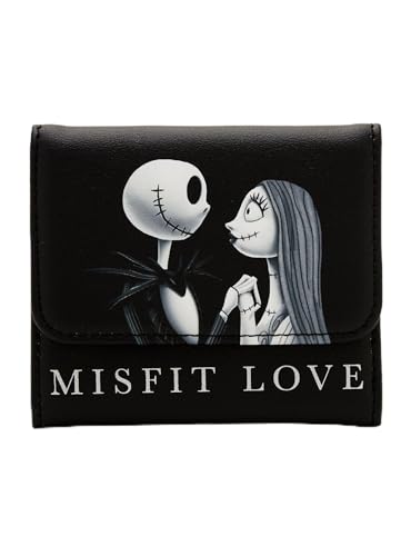 Loungefly The Nightmare Before Christmas Jack & Sally Misfit Love Mini Flap Wallet BLACK NONE