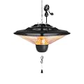 Outdoor Patio Heater, 1500W Electric Hanging Patio Heater, Ceiling Mounted Heater for Balcony, Overheat & Tip-Over Protection, IP34 Waterproof, Outdoor Heater for Courtyard, Garage, Patio
