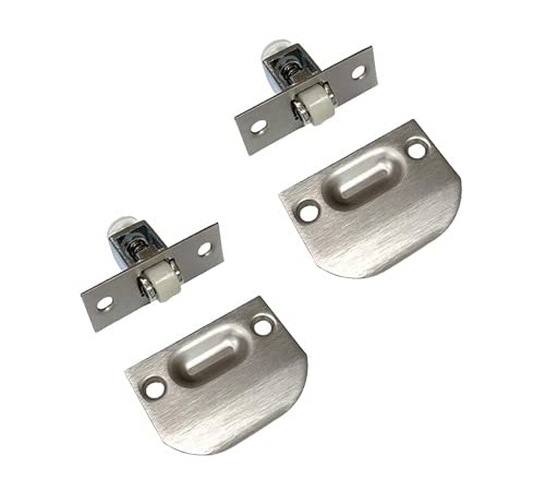 Qcaa Solid Brass Roller Catch, Satin Nickel, Made In Taiwan, 2 Pack #TOP4