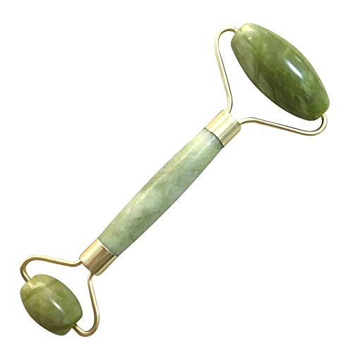 Flyworld Rouleau de jade,Massager Jade Facial,Jade Roller Augmenter Circulation Sanguine Anti-vieillissement,Naturel Pierre de Jade Rouleau pour Visage Masseur de Cou, Corps et des Yeux (vert) Cover
