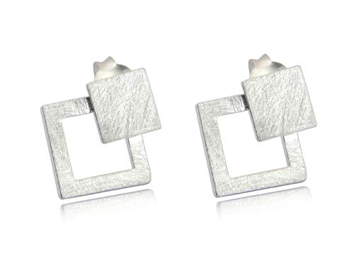 Nature Rebel Ohrring Stecker Karo 925 Sterling Silber matt Cover