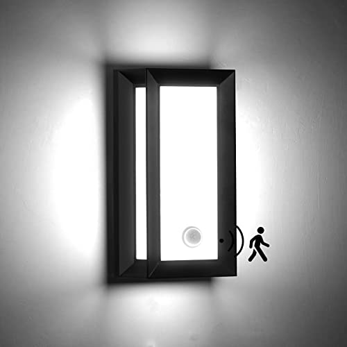 Phenas 18W Motion Sensor LED Wall Light Outdoor Dusk to Dawn Light Sensor LED Wall Sconce Light Waterproof LED Wall Lamp for Patio Porch Courtyard Garden Backyard Villa, Cold White