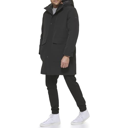 Image of DKNY Men's Water Resistant Hooded Logo Parka Jacket