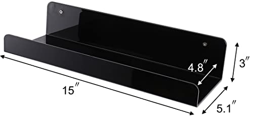 Sooyee 6 Pack Black Floating Shelves,15 Inch Acrylic Shelves Floating Bookshelf,Acrylic Shelf thumb #5