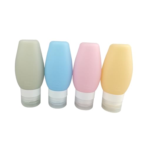Beaupretty Silicone Travel Bottles Set Portable Liquid Containers for Shampoo Conditioner Lotion and Toiletries in Lake Blue Peach Pink and Orange Apricot