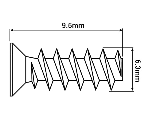 SKIR'CO (100 pcs) Zinc Plated Euro Screws 6.3 x 9.5 mm, Drawer Runner Screws, Flat Countersunk Head, Hinge Screws - Image 4