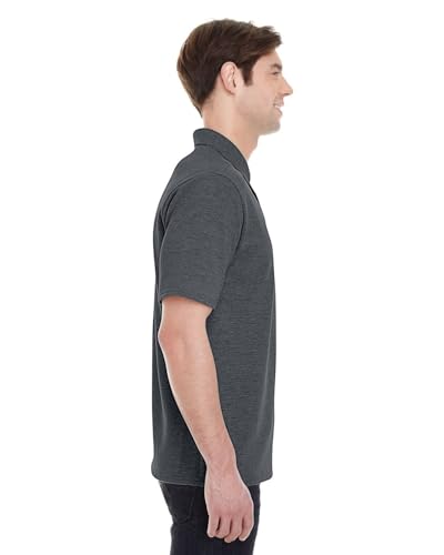 image for Hanes Men's Short Sleeve X-Temp W/ FreshIQ Polo, Charcoal Heather, X-L