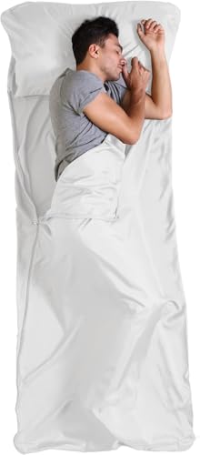 Tough Outdoors Sleeping Bag Liner - Adult Sleep Sack & Travel Sheets for Hotel - Travel Sleep Sack Backpacking & Camping - Sleeping Bag Liners - Hotel Bed Covering for Traveling