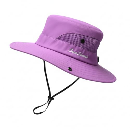 Auroly Girls Sun Hat with UPF 50+ Wide Brim, Adjustable Chin Strap for Beach, Hiking, Fishing, Outdoor Sports Purple