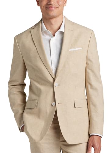 Tommy Hilfiger Men's Modern-Fit Flex Stretch Chambray Suit Jacket 38L Tan