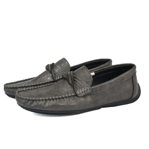 Mens Loafers Round Toe Moccasins Simple Vegan Leather Anti-Slip Flat Heel Resistant Party Slip-on3