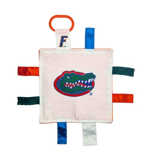 Image of The Learning Lovey University of Florida Gators Baby Tag Toy - College Baby Sensory Crinkle Toys - Soft & Safe - Ideal Baby Stroller Toy - BPA Free w/Stroller Clip (8" x 8" Tag Toy)
