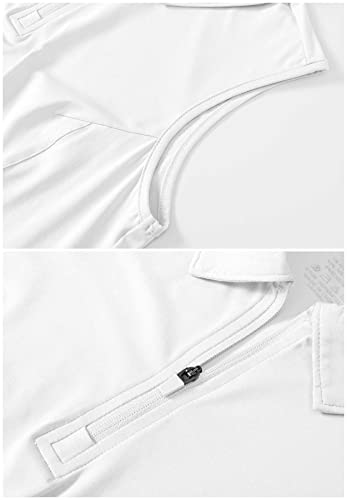 Rdruko Womens Sleeveless Sports Tops Breathable 1/4 Zip Golf Tennis Polo T Shirts Summer Quick Dry Casual Work Gym Running Shirts White L - Image 5