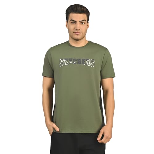 Image of Skechers Men Dual Print Varsity Graphic Black T-Shirts
