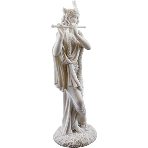 Estatua Krishna en resina con acabado mármol blanco, 10 in miniatura 4