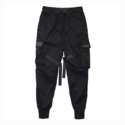 Hombre Pantalones Militares Lazos Harén Pantalón de Chándal Harajuku Pantalones Deportivos Hip Hop Pantalones(El tamaño es pequeño, Compre una Talla más Grande) - L
