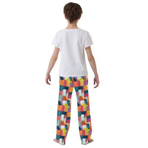 Pajama Pants Colorful Block Geometric Pattern PJ Bottoms Sleepwear Lounge Sleep Pant with Pockets3