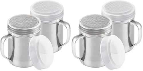 Image of CUSINIUM Powdered Sugar Shaker Duster - With Handle - Cinnamon Shaker For Coffee Bar - Fine Mesh Dredge - 6 ounce, pack of 4 | Style: Fine