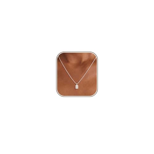 Image of Gold Silver Necklace for Women, Dainty Cubic Zirconia Pendant