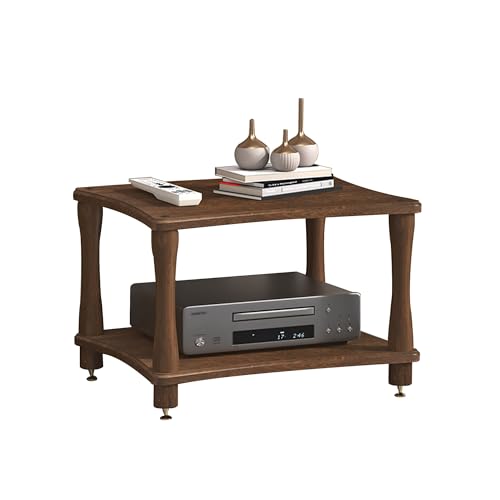 WXZXWXZX Solid Wood AV Media Shelf Record Player Stand Corner TV Turntable Stand Stereo Cabinet Audio Rack Small Entertainment Center 1/2/3/4 Tier for Living Room Game Room(Walnut,60 * 48 * 42cm)