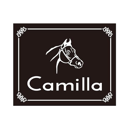 Kvoleido Reflective Horse Stall Name Plate Metal - 10 '' x 5.4'' Personalized Stall Sign,Custom Pet Name Sign,Name Plate Plaque Sign for Horse Stall,Barn,Large Pre-Drilled Holes/Adhesive(Black/White)