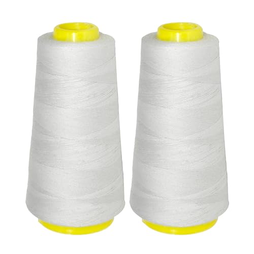 Image of Mandala Crafts Silver Thread Cones for Machine and Hand Quilting - 2400 Yds 50 WT Multiple Purpose Mercerized 100% Cotton Threads for Sewing Machine Serger Embroidery