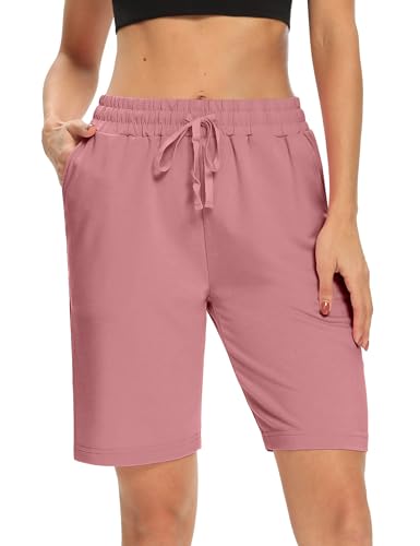 Shorts Damen Sommer Bermuda Shorts Casual Kurze Hose Sport Shorts Baumwolle Kurz Sporthose Jogginghose Knielang Yoga Running Shorts mit Taschen – Bild 3