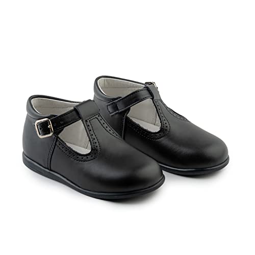 BIGUEL - Pepitos Bebe Unisex con Suela - Zapatos de Piel con Hebilla para Primeros Pasos bebé niño o niña (Azul Marino, Numeric_22) Cover