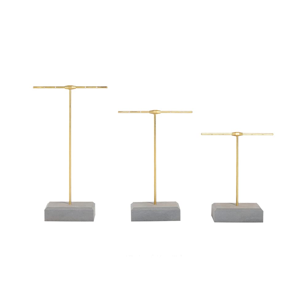 Gisela D Light Grey Metal Jewelry Display Stands Earrings Ring Holder Organizer Ring Stand T Stand To Organize Necklaces, Bracelets, Earrings And Rings (, 3Pcs)