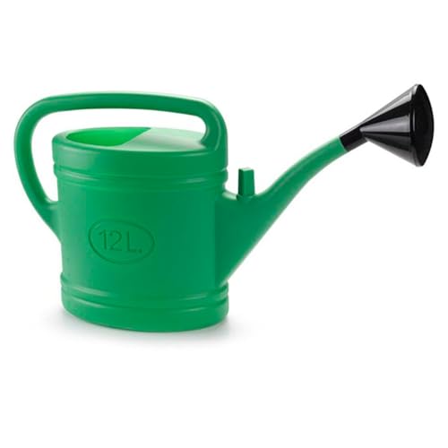 Tradineur - Regadera de plástico - Capacidad 12 litros - Utensilios de jardinería, riego, casa, balcón, terraza, Patio - Color Verde.