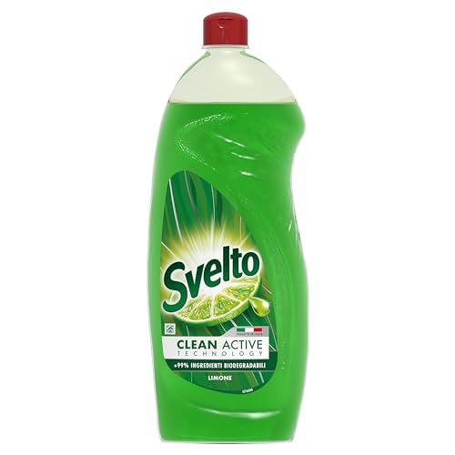 Svelto Clean Active Tecnology, Detersivo Piatti Svelto Con +99% Ingredienti Biodegradabili, Sgrassa In Acqua Fredda E Rimuove L'Unto Dalla Plastica, P
