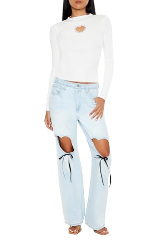 Forever 21 Women's Glitter Heart Cutout Sweater2