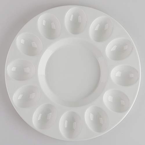 Porcelain Deviled Egg Tray 10 Inches Decorative Easter Egg Platter For 12 Compartments (Egg Tray) #TOP3