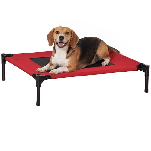 PawHut Cuccia Estiva Brandina per Cani da Esterno e da Interno, Lettino per Animali Domestici Rosso 76x61x18cm