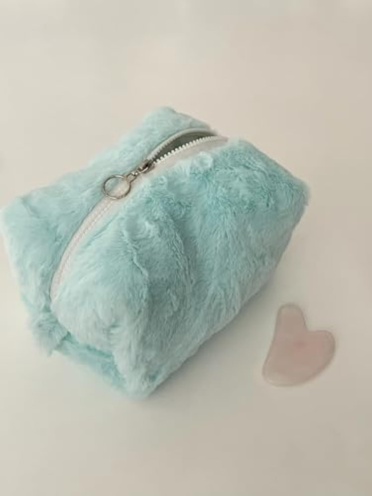 Amora Blueberry Beauty Case, Faux Fur Cosmetic Bag