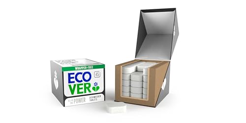 Ecover Power Dishwasher Tablets All-In-One Dishwasher Salt & Rinse Aid Power Cleaning Mandarin and Lemongrass Scent Pack of 1 45 Tablets