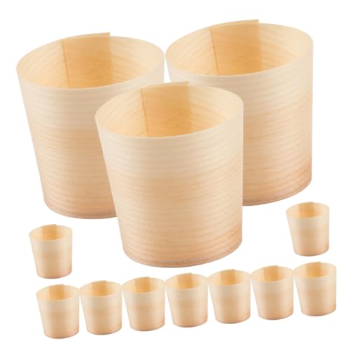 Holibanna 50piezas Contenedor De Madera Redondo para Agua y Postres para Fiestas Tazas De Madera Desechables Tazas para Bebidas Frías
