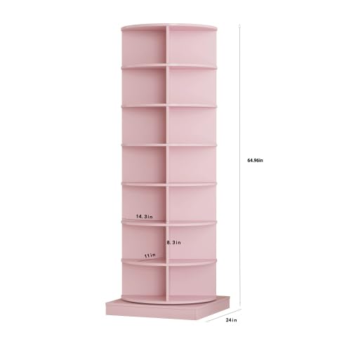 Image of HKLYRHIMO Rotating Storage Rack-American Design White-7-Tier Spinning Storage Rack,Free Standing 360 Revolving Shoe Organizer-for Bedroom,Livingroom,Hallway. (Pink,7-Tier with Base)