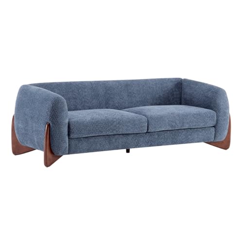Image of LEGACY OF COMFORT Amala 80 inch Upholstered 3 Seater Sofa Three Seater Sofa with Wooden Legs for Living Room Hotels & Offices (Blue)